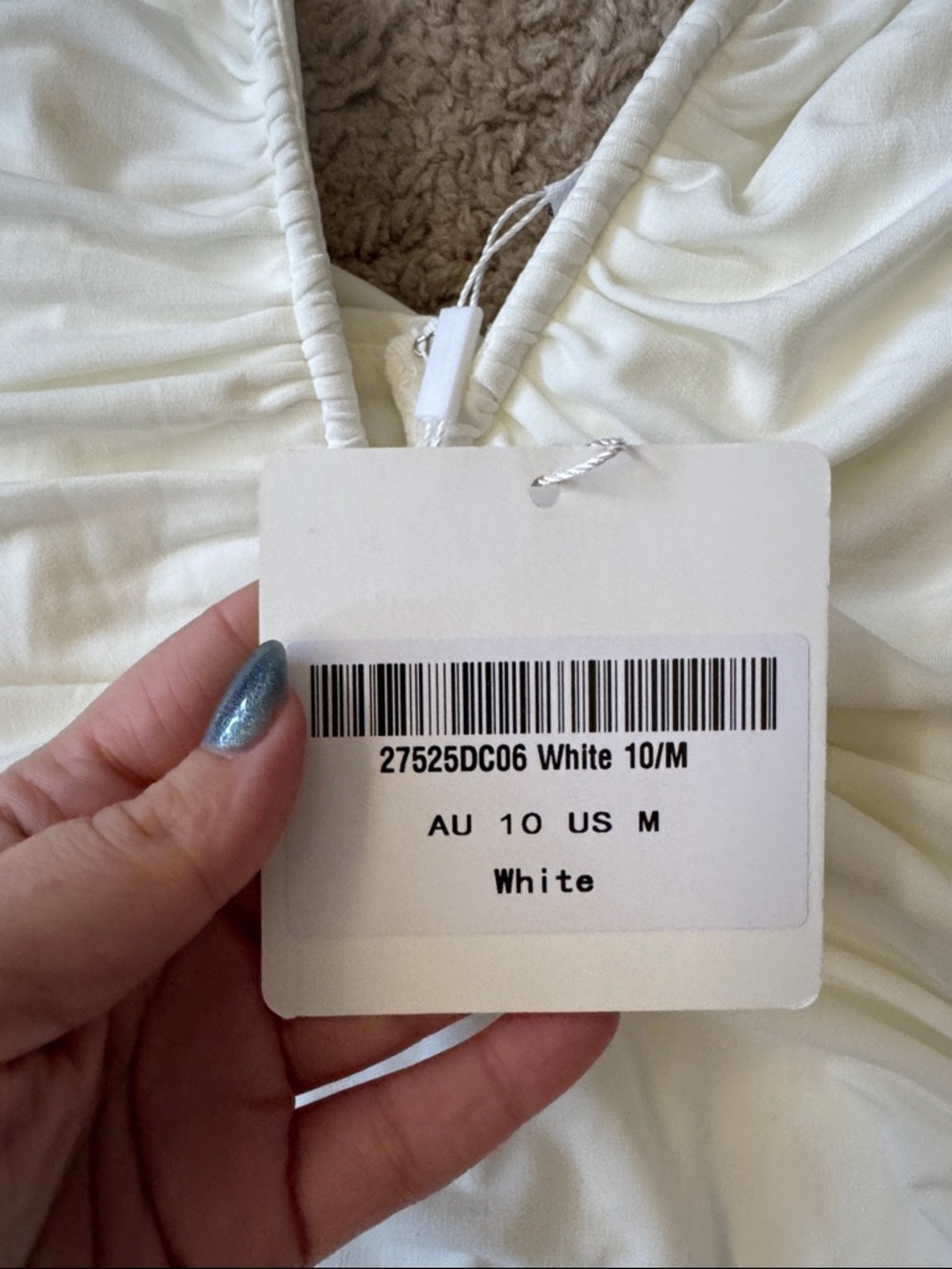 NWT Selfie Leslie Good Vibes Deep V-Neckline Ruched Mini Dress White Medium - Picture 8 of 9